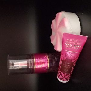 3pc Twisted Peppermint Travel Size Mist, Hand Cream & Bath Fizzy- NEW!!